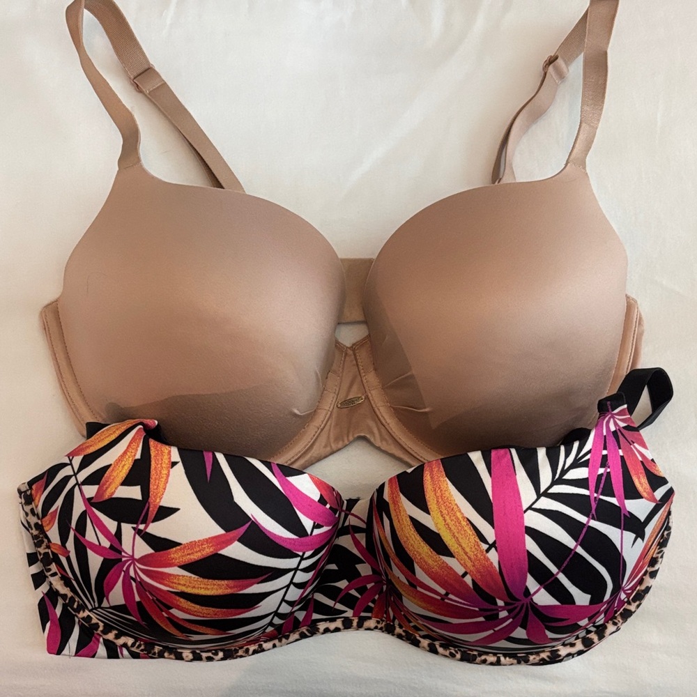 Victoria's Secret Tan and Multicolor Bra Set